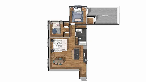 Floor plan 2 Bed South East