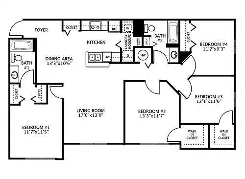 Floor plan 4Bed 2Bath