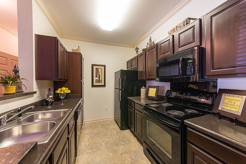 Fully-Equipped Kitchen with Black Appliances