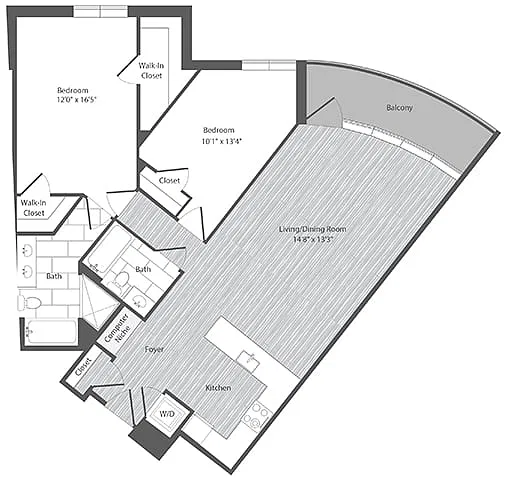 Floor plan 2 Bed 2 Bath - B8