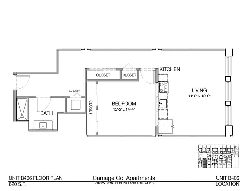 Floor plan c1-820 - 1 bed, 1 bath