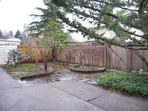 Private fenced backyard
