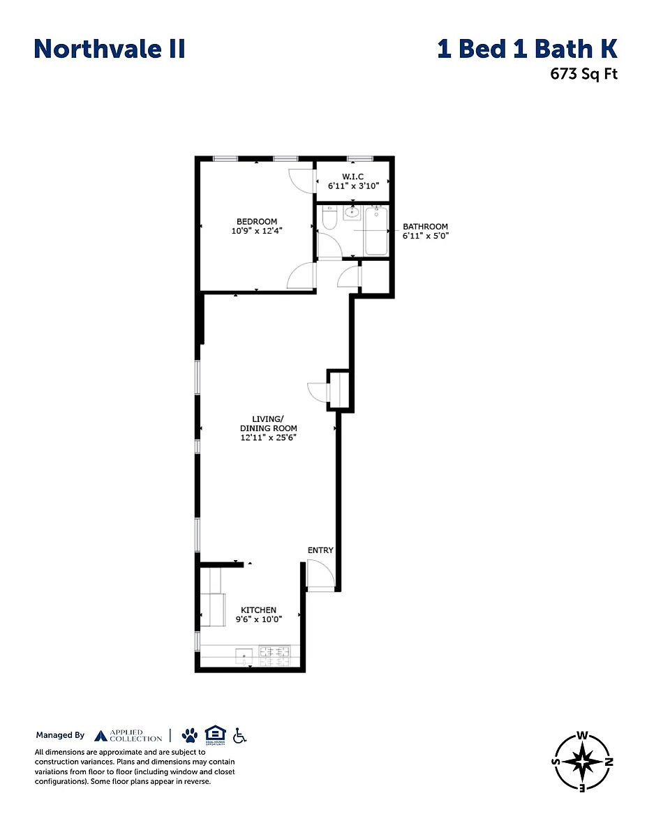 Floor plan 1 Bed 1 Bath K