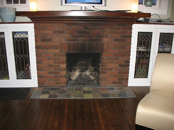 Wood burning fireplace and built ins