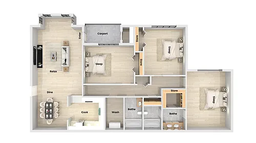 Floor plan 3 Bed x 2 Bath Renovated