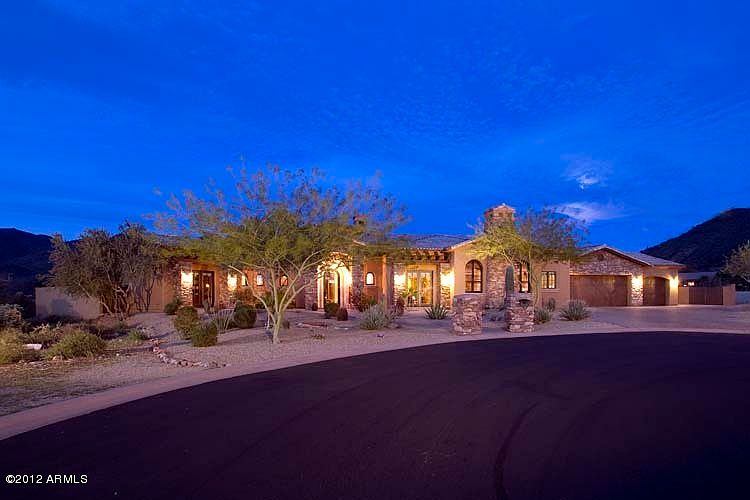 Front of home at night 