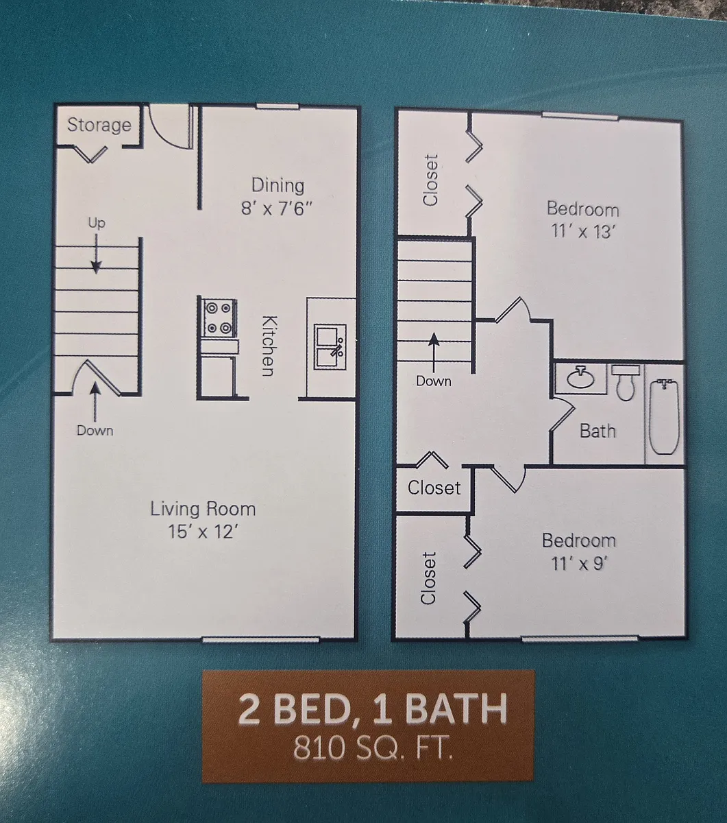 Floor plan 2 Bedroom Townhome