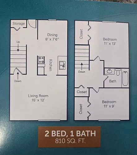 Floor plan 2 Bedroom Townhome