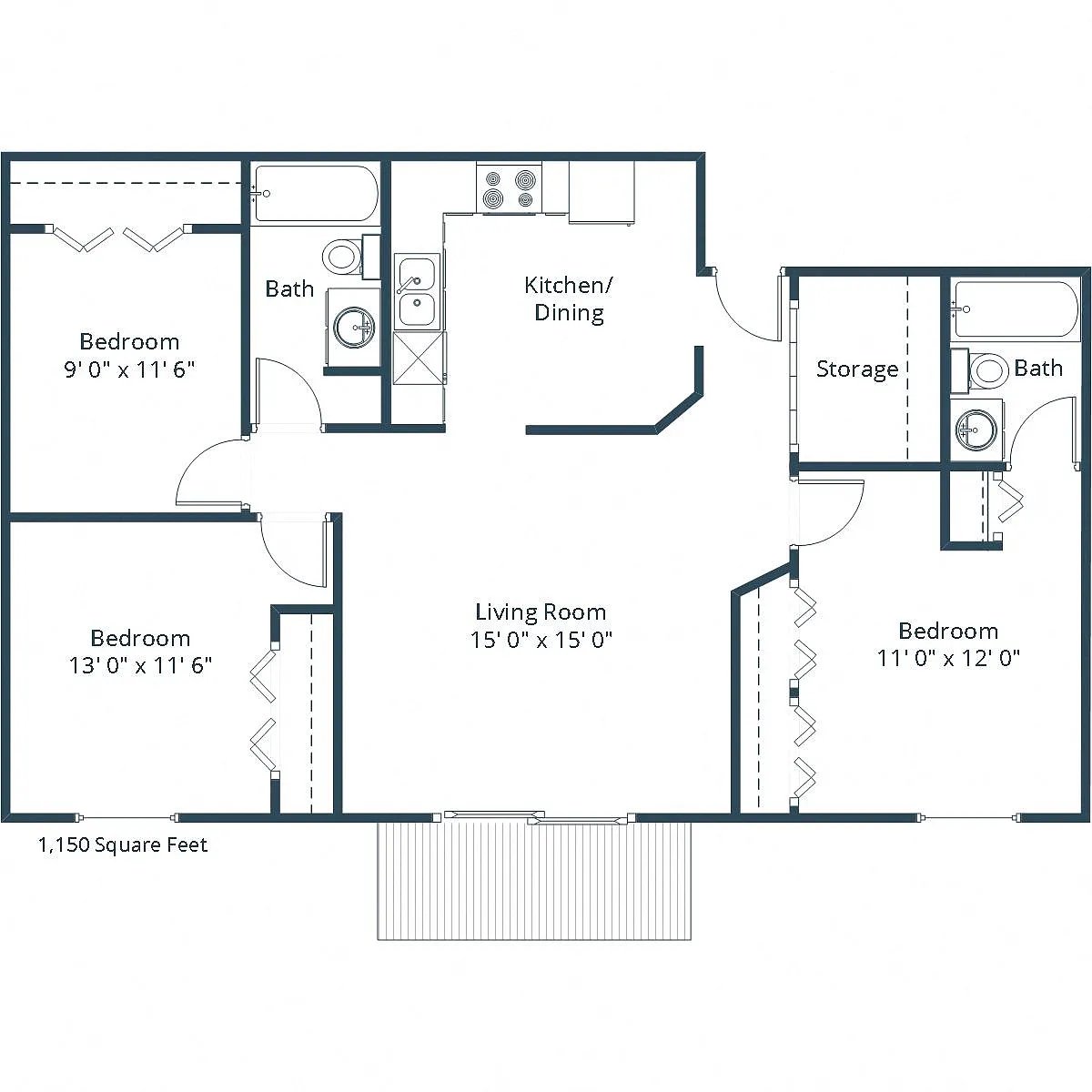 Floor plan Three Bedroom 32A