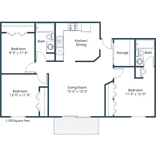 Floor plan Three Bedroom 32A