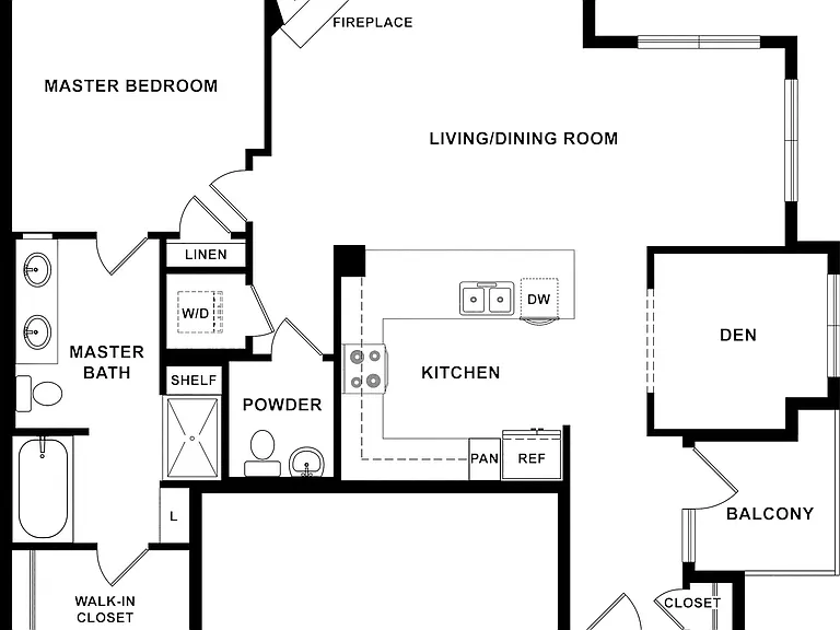 1 BD / 1.5 BA 1,099 SF