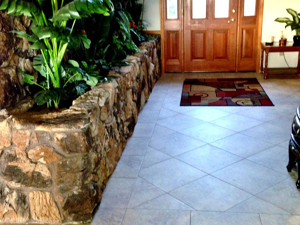 Entry way large rock planter