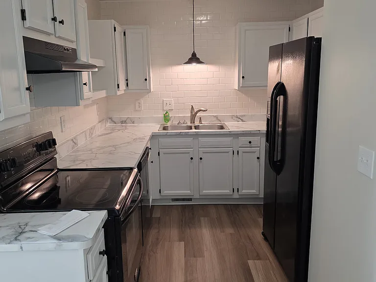 Kitchen with New Counter, Back Splash, Flooring