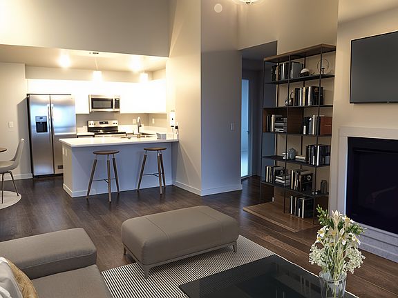 Virtually Staged Living Room and Eat in Kitchen
