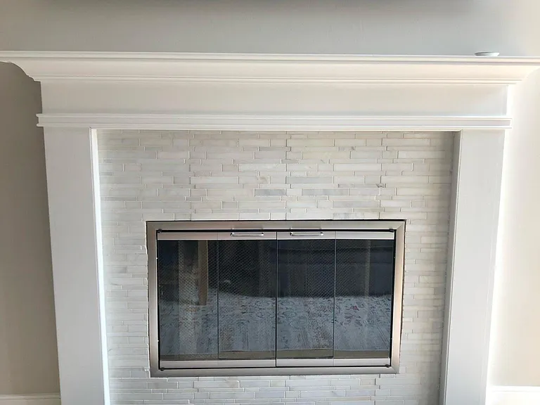 Functioning wood-burning fireplace