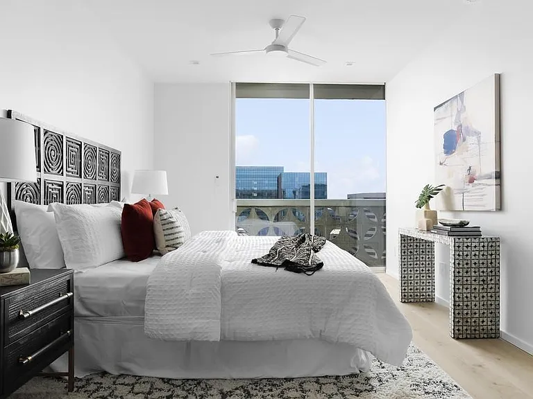 Master bedroom with access to the large private balcony