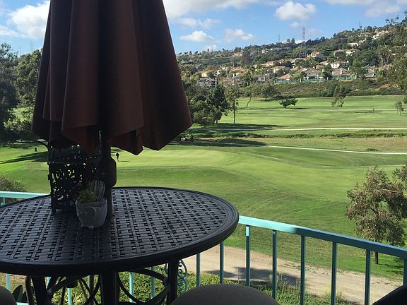 patio view 16th hole of La Costa