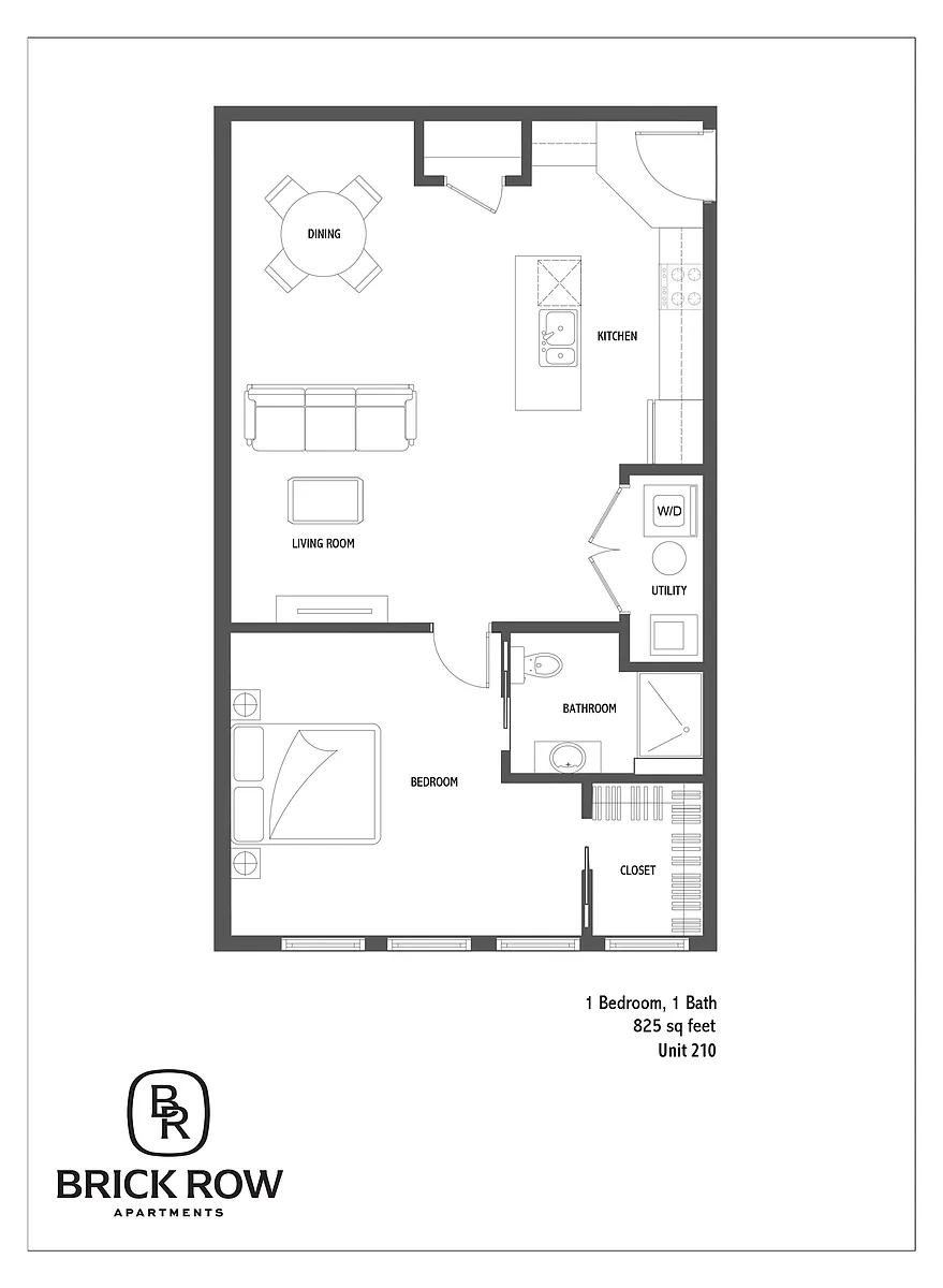 Floor plan 1 Bed Unit 210