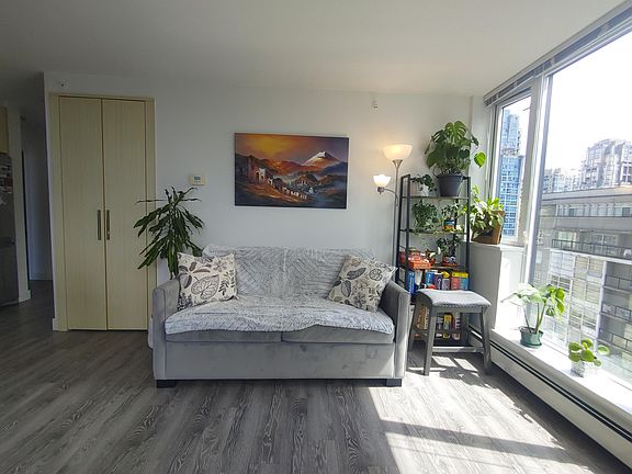 Living room. Couch turns into sofa bed and sleeps two people. Plants, pots and picture not included.