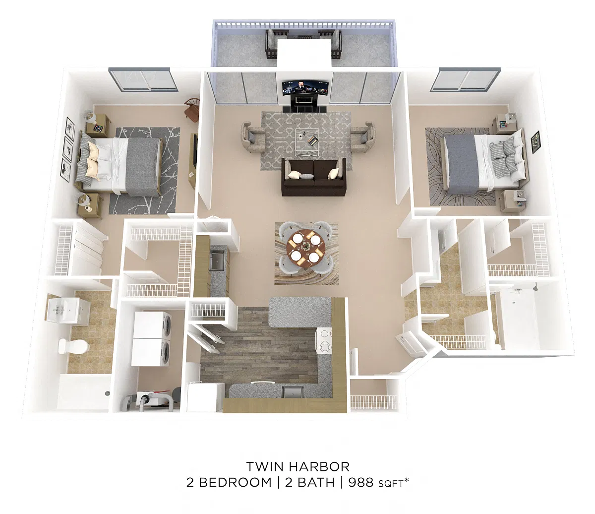 Floor plan Two Bedroom 2 Bath