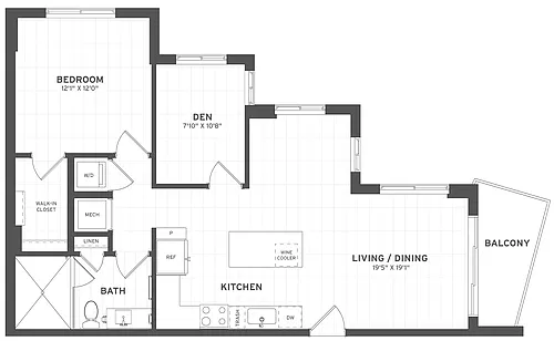 Floor plan 1 Bed/1 Bath Den-A4