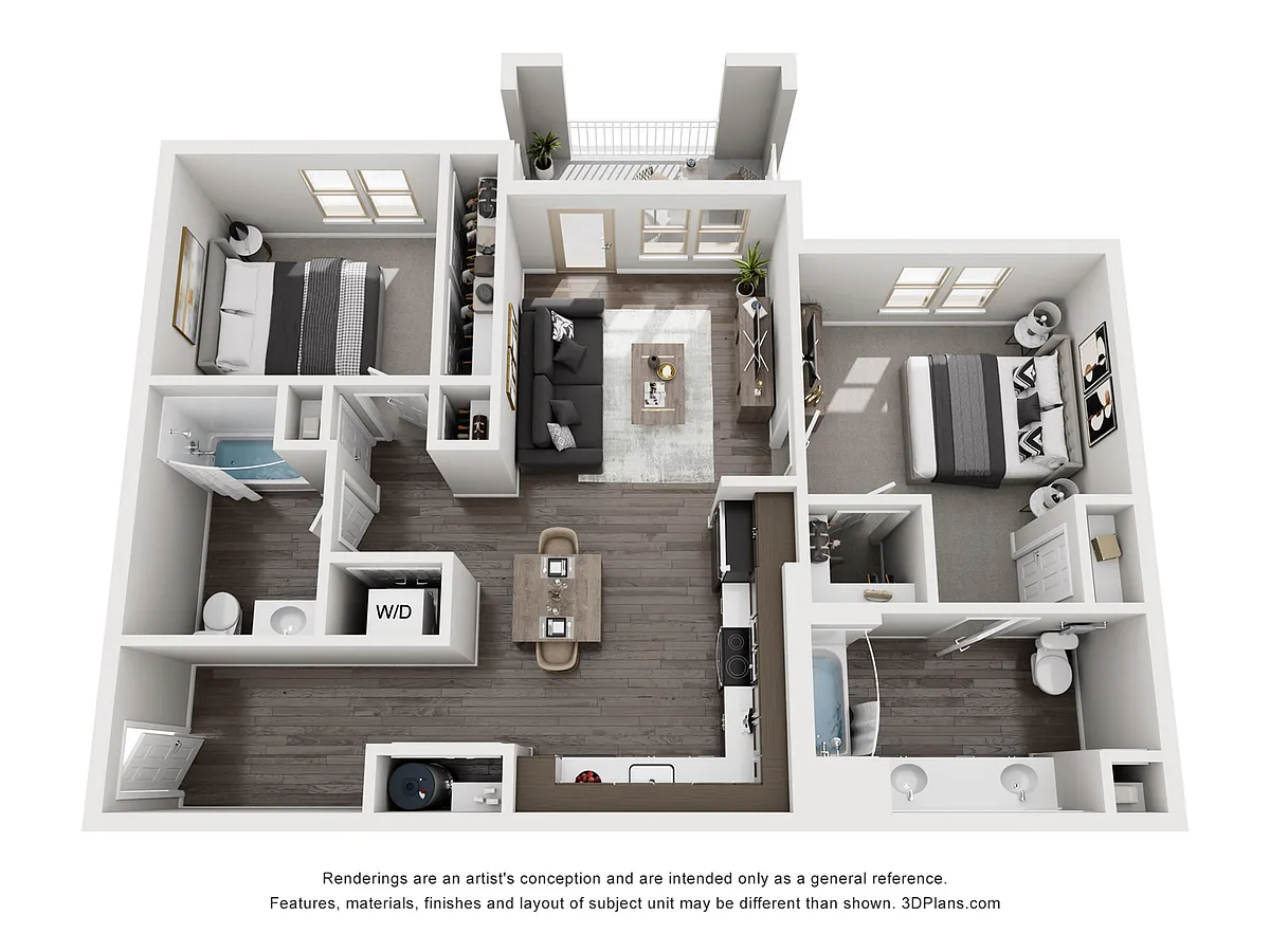 Floor plan 2 Bedroom 2 Bath - G
