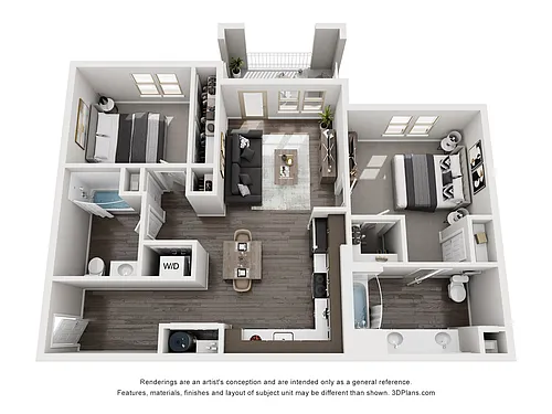 Floor plan 2 Bedroom 2 Bath - G