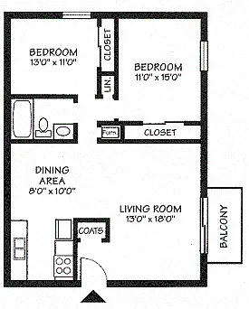 Floor plan 2 Bed 1 Bath Medium