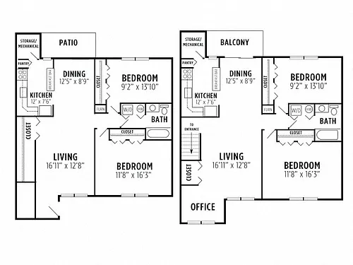 Floor plan 2 bedroom, 1 bath