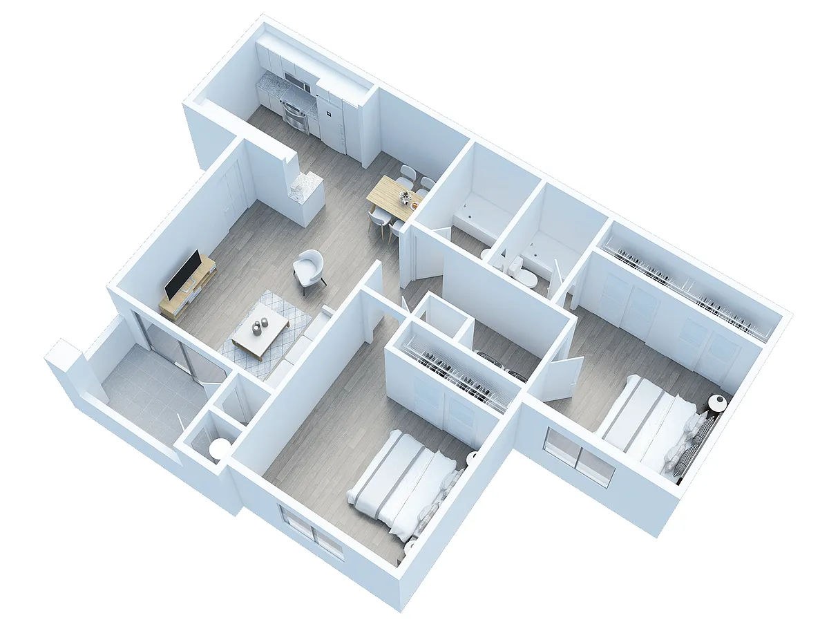 Floor plan Two Bedroom Two Bath