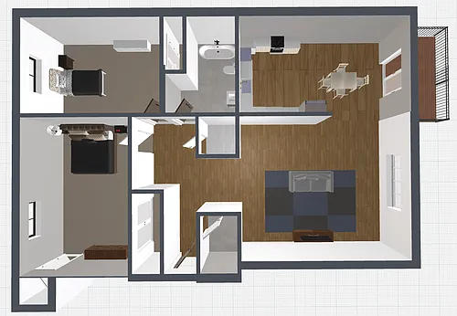 Floor plan 2 Bed 1 Bath