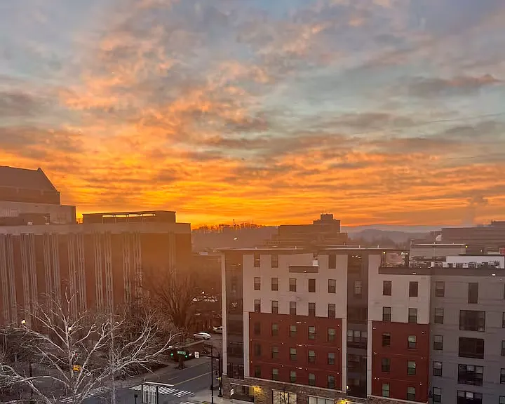 Morning view from 5th floor condo window