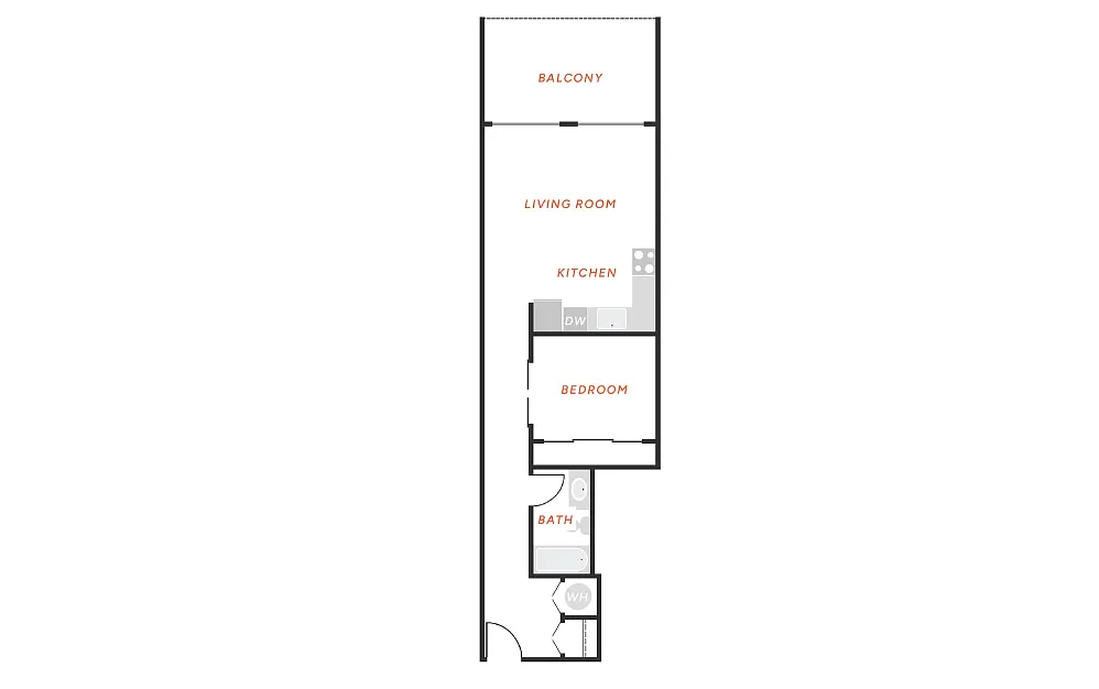 Floor plan 1 Bedroom 1 Bath - A2