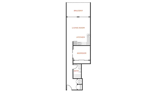 Floor plan 1 Bedroom 1 Bath - A2