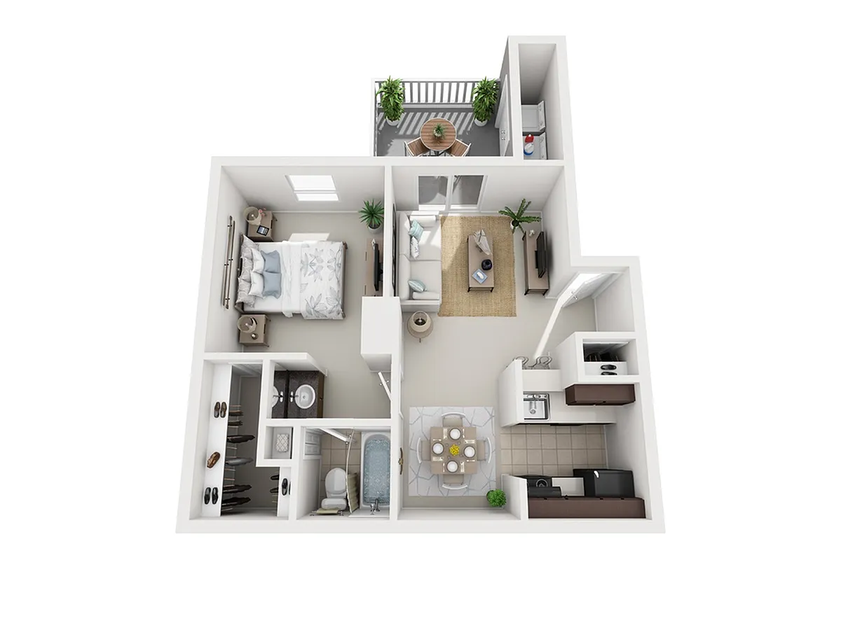 Floor plan 1 Bed, 1 Bath B (80% Income Restricted)