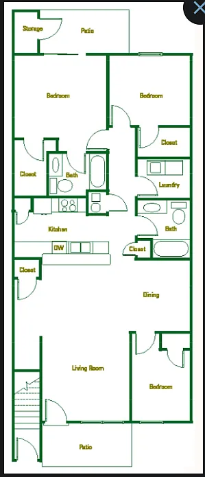 Floor plan 3 Bed 2 Bath