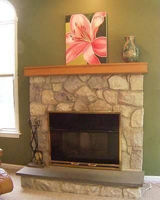 Stone Gas Fireplace in Family Room