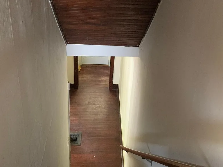 wood-paneled staircase
