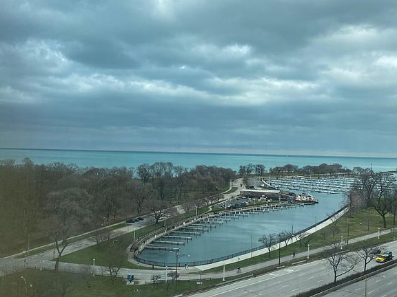 View of Belmont Harbor and Lake Michigan