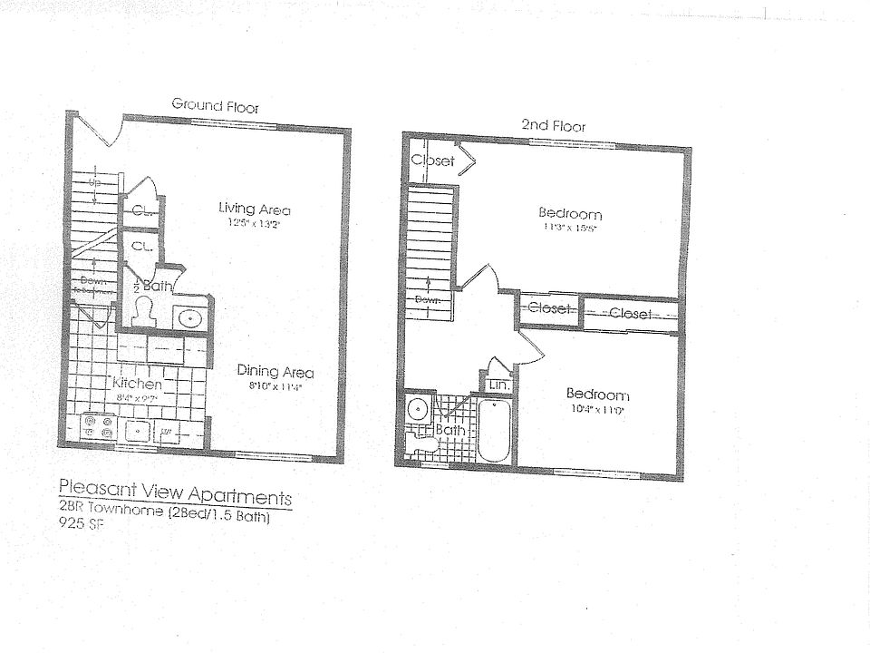 2 bed 1.5 bath floor plan