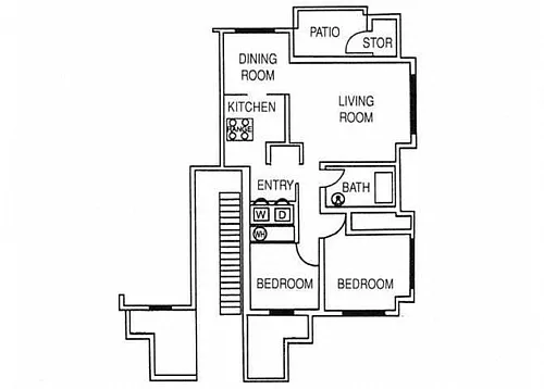 Floor plan 2 bedroom, 1 bath Large - Chateau