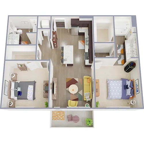 Floor plan 2x2 - 1048 sqft - B3