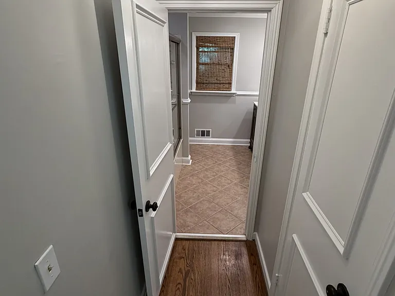 Hallway bathroom, view from hallway
