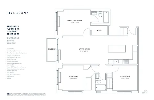 Floor plan J Line Floors 3-11 (3 Bed)
