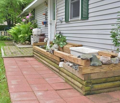 Side view of patio and entrance to home.