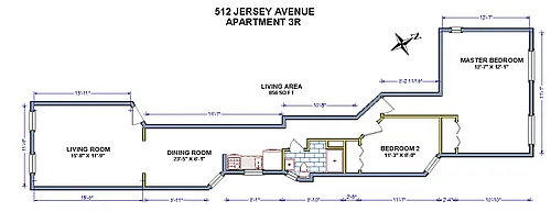 Floor plan 512 Jersey Avenue - 2 Bedrooms