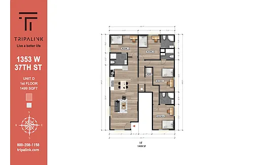 Floor plan 1353 1/4 W 37th St