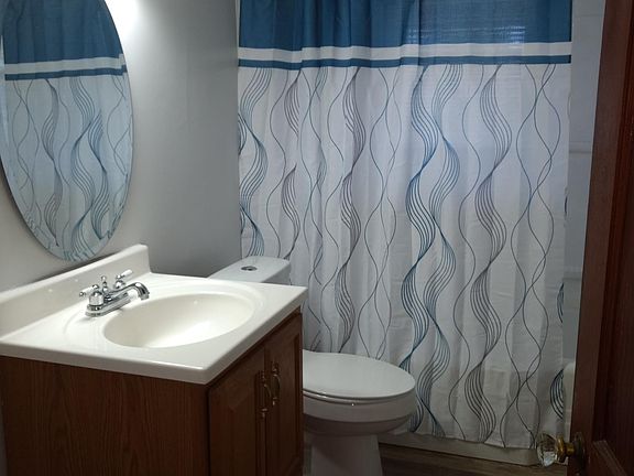 new toilet, floor and lights