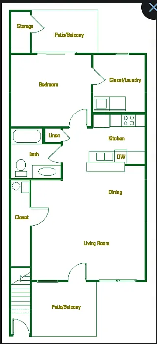 Floor plan 1 Bed 1 Bath