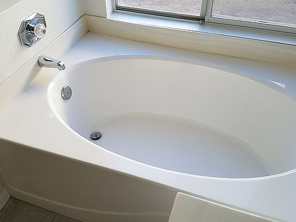 Luxurious soaking tub.